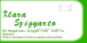 klara szigyarto business card